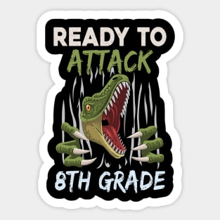 Dinosaur Kids Ready To Attack 8Th Grade Boys Back To School Sticker